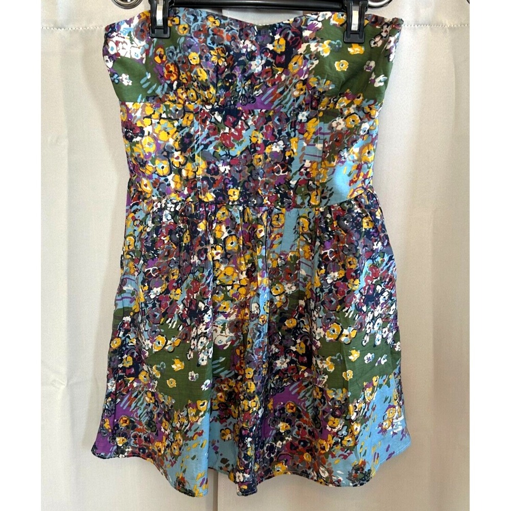 Vtg Sharon Couture‎ Dress XS Colorful Floral Sweetheart Festival Y2K Boho 17511x